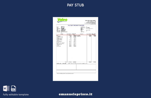 modello di busta paga Valeo India stile verificato